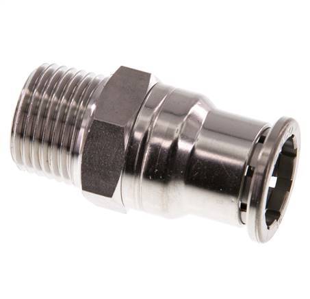 16mm x R1/2'' Push-in Fitting with Male Threads Stainless Steel FKM