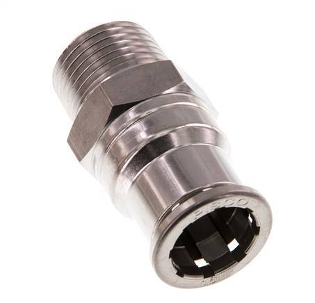 16mm x R1/2'' Push-in Fitting with Male Threads Stainless Steel FKM