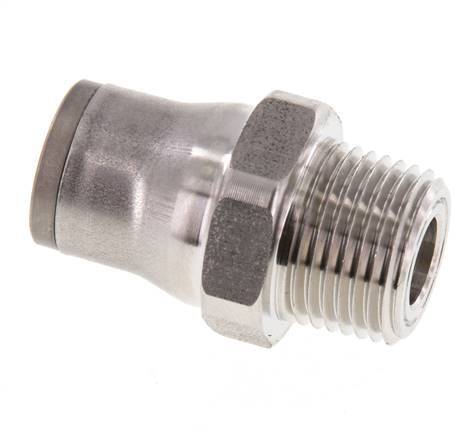 12mm x 3/8'' NPT Push-in Fitting with Male Threads Stainless Steel FKM