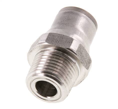 12mm x 3/8'' NPT Push-in Fitting with Male Threads Stainless Steel FKM