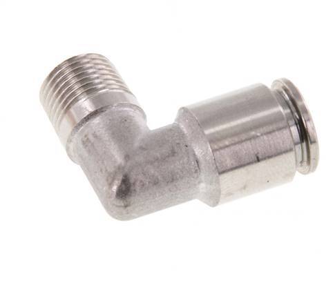 6mm x R1/8'' 90deg Elbow Push-in Fitting with Male Threads Stainless Steel FKM