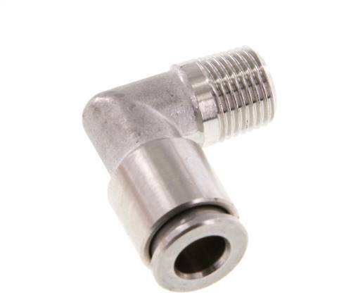 6mm x R1/8'' 90deg Elbow Push-in Fitting with Male Threads Stainless Steel FKM