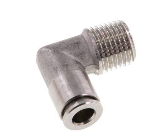 6mm x R1/4'' 90deg Elbow Push-in Fitting with Male Threads Stainless Steel FKM