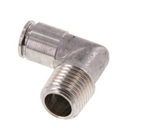 6mm x R1/4'' 90deg Elbow Push-in Fitting with Male Threads Stainless Steel FKM