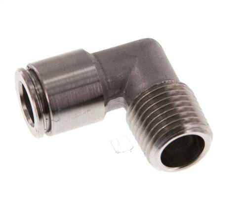 8mm x R1/4'' 90deg Elbow Push-in Fitting with Male Threads Stainless Steel FKM