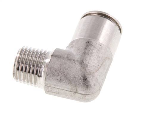10mm x R1/4'' 90deg Elbow Push-in Fitting with Male Threads Stainless Steel FKM