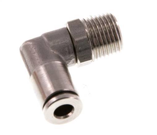 4mm x R1/8'' 90deg Elbow Push-in Fitting with Male Threads Stainless Steel FKM Rotatable