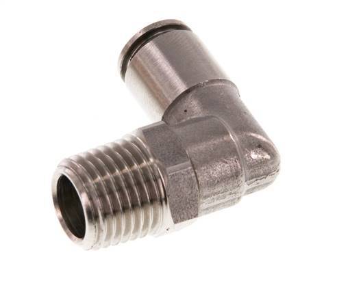 6mm x R1/4'' 90deg Elbow Push-in Fitting with Male Threads Stainless Steel FKM Rotatable