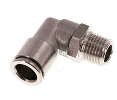 10mm x R1/4'' 90deg Elbow Push-in Fitting with Male Threads Stainless Steel FKM Rotatable