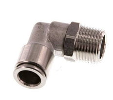 10mm x R3/8'' 90deg Elbow Push-in Fitting with Male Threads Stainless Steel FKM Rotatable