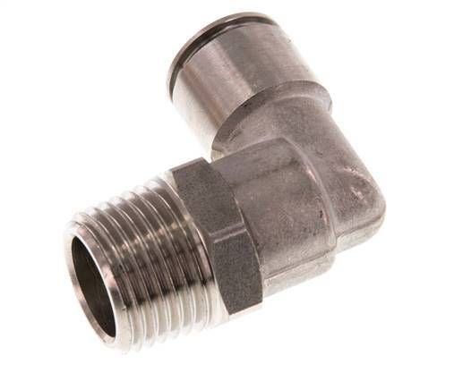 12mm x R1/2'' 90deg Elbow Push-in Fitting with Male Threads Stainless Steel FKM Rotatable