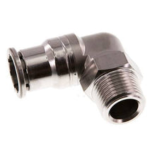 16mm x R1/2'' 90deg Elbow Push-in Fitting with Male Threads Stainless Steel FKM Rotatable