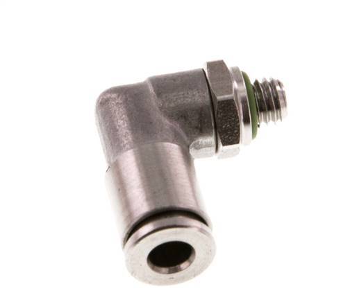 4mm x M 5 90deg Elbow Push-in Fitting with Male Threads Stainless Steel FKM Rotatable
