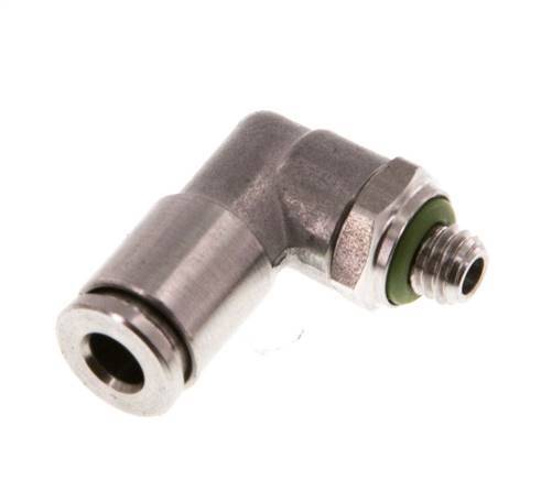 4mm x M 5 90deg Elbow Push-in Fitting with Male Threads Stainless Steel FKM Rotatable