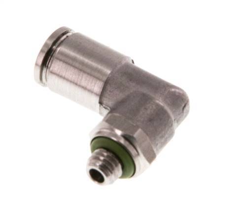 4mm x M 5 90deg Elbow Push-in Fitting with Male Threads Stainless Steel FKM Rotatable