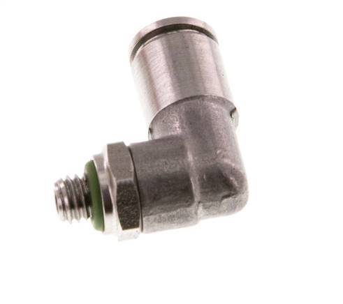 4mm x M 5 90deg Elbow Push-in Fitting with Male Threads Stainless Steel FKM Rotatable
