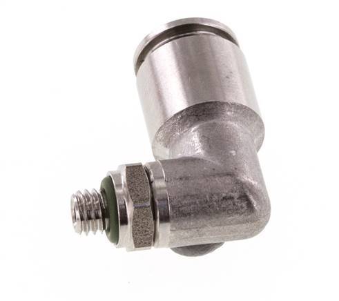 6mm x M 5 90deg Elbow Push-in Fitting with Male Threads Stainless Steel FKM Rotatable
