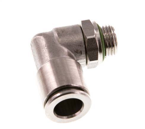 8mm x G1/8'' 90deg Elbow Push-in Fitting with Male Threads Stainless Steel FKM Rotatable