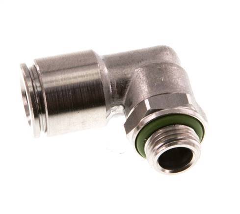 8mm x G1/8'' 90deg Elbow Push-in Fitting with Male Threads Stainless Steel FKM Rotatable