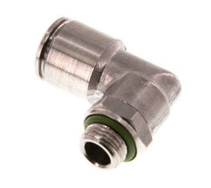 8mm x G1/8'' 90deg Elbow Push-in Fitting with Male Threads Stainless Steel FKM Rotatable
