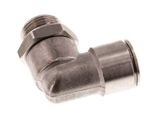 12mm x G3/8'' 90deg Elbow Push-in Fitting with Male Threads Stainless Steel FKM Rotatable