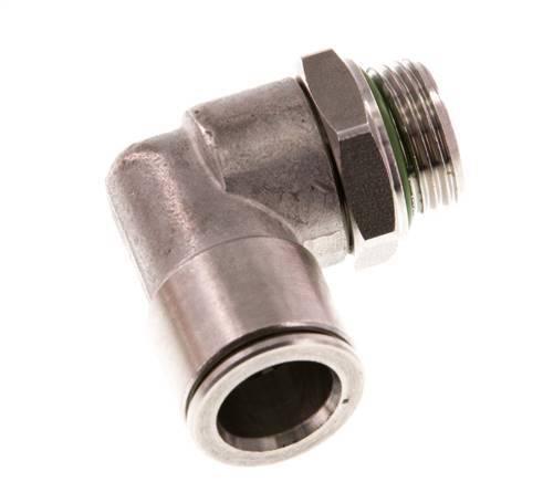 12mm x G3/8'' 90deg Elbow Push-in Fitting with Male Threads Stainless Steel FKM Rotatable