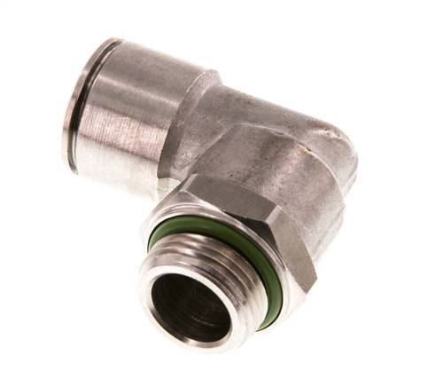 12mm x G3/8'' 90deg Elbow Push-in Fitting with Male Threads Stainless Steel FKM Rotatable