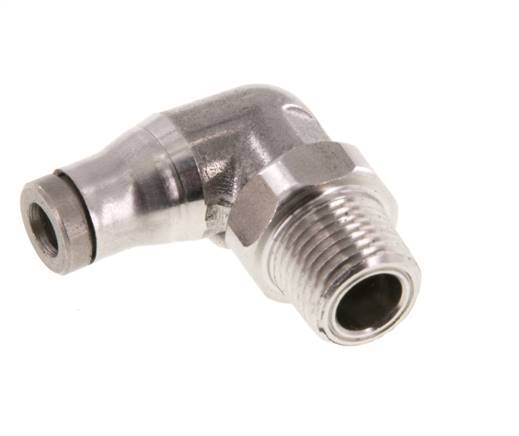4mm x 1/8'' NPT 90deg Elbow Push-in Fitting with Male Threads Stainless Steel FKM Rotatable