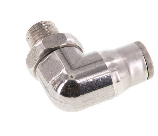 12mm x 1/4'' NPT 90deg Elbow Push-in Fitting with Male Threads Stainless Steel FKM Rotatable