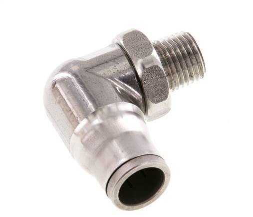 12mm x 1/4'' NPT 90deg Elbow Push-in Fitting with Male Threads Stainless Steel FKM Rotatable