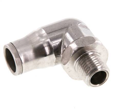 12mm x 1/4'' NPT 90deg Elbow Push-in Fitting with Male Threads Stainless Steel FKM Rotatable