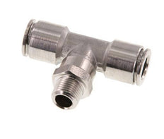 8mm x R1/8'' Inline Tee Push-in Fitting with Male Threads Stainless Steel FKM Rotatable