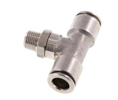 8mm x R1/8'' Inline Tee Push-in Fitting with Male Threads Stainless Steel FKM Rotatable