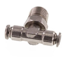 4mm x R1/4'' Inline Tee Push-in Fitting with Male Threads Stainless Steel FKM Rotatable