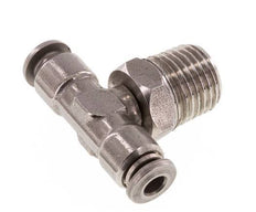 4mm x R1/4'' Inline Tee Push-in Fitting with Male Threads Stainless Steel FKM Rotatable
