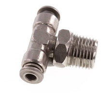 4mm x R1/4'' Inline Tee Push-in Fitting with Male Threads Stainless Steel FKM Rotatable