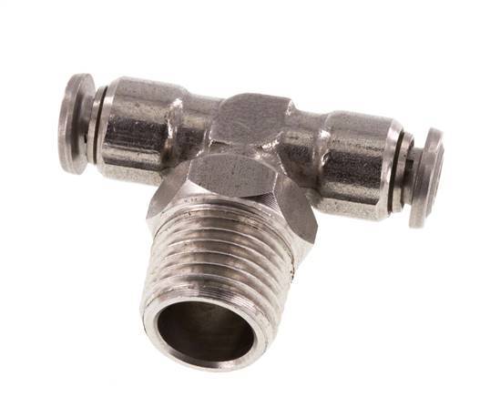 4mm x R1/4'' Inline Tee Push-in Fitting with Male Threads Stainless Steel FKM Rotatable