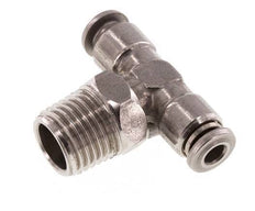 4mm x R1/4'' Inline Tee Push-in Fitting with Male Threads Stainless Steel FKM Rotatable