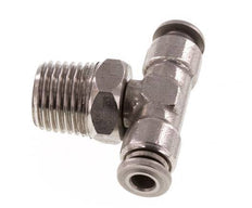 4mm x R1/4'' Inline Tee Push-in Fitting with Male Threads Stainless Steel FKM Rotatable