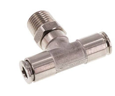 6mm x R1/4'' Inline Tee Push-in Fitting with Male Threads Stainless Steel FKM Rotatable