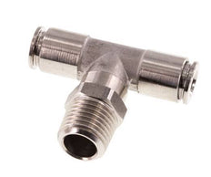 6mm x R1/4'' Inline Tee Push-in Fitting with Male Threads Stainless Steel FKM Rotatable