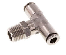 6mm x R1/4'' Inline Tee Push-in Fitting with Male Threads Stainless Steel FKM Rotatable