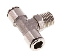 8mm x R1/4'' Inline Tee Push-in Fitting with Male Threads Stainless Steel FKM Rotatable
