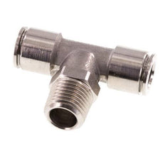 8mm x R1/4'' Inline Tee Push-in Fitting with Male Threads Stainless Steel FKM Rotatable