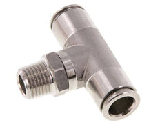 10mm x R1/4'' Inline Tee Push-in Fitting with Male Threads Stainless Steel FKM Rotatable