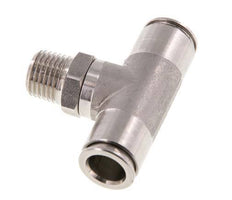 10mm x R1/4'' Inline Tee Push-in Fitting with Male Threads Stainless Steel FKM Rotatable