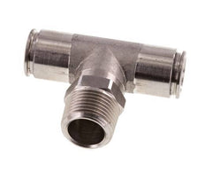 10mm x R3/8'' Inline Tee Push-in Fitting with Male Threads Stainless Steel FKM Rotatable