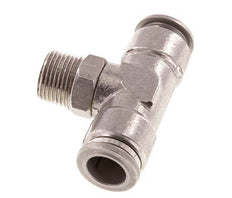 12mm x R3/8'' Inline Tee Push-in Fitting with Male Threads Stainless Steel FKM Rotatable