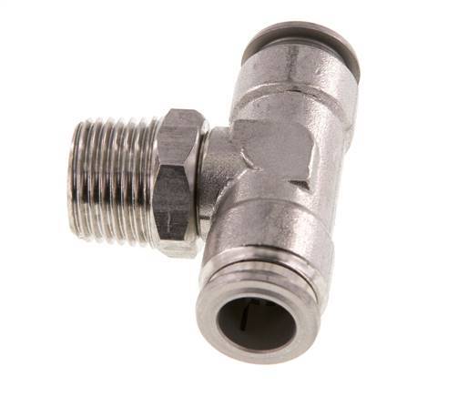 12mm x R1/2'' Inline Tee Push-in Fitting with Male Threads Stainless Steel FKM Rotatable