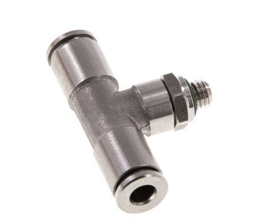 4mm x M 5 Inline Tee Push-in Fitting with Male Threads Stainless Steel FKM Rotatable